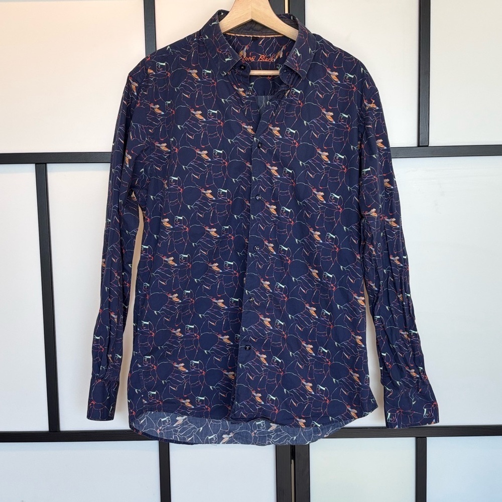 Visconti Shirt Mens Large Blue Button Up Lightweight‎ Casual Long Sleeve